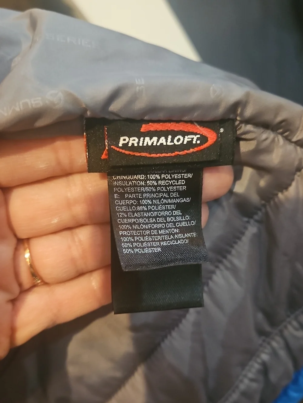The North Face Summit Series Royal Blue Down Puffer Jacket w/ Yellow Accent